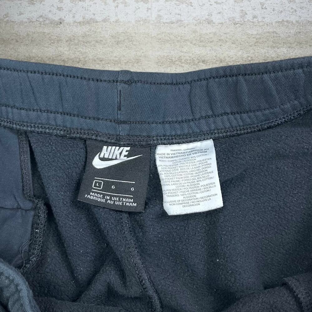 Vintage Y2K Nike Sweat Shorts Mens L Baggy Fit Jet Black White 10" Inseam Cotton - Picture 3 of 4